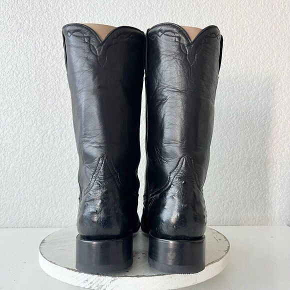 Rod Patrick Mens Cowboy Boots Size 9.5A Womens 11A Black Full Quill Ostrich - Picture 3 of 12